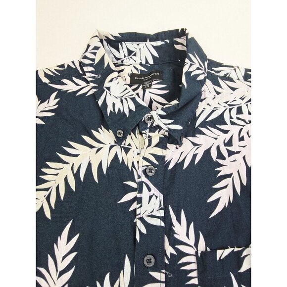 Club Monaco Slim Fit Size Large Mens Black Floral Short Sleeve Button Down Shirt - Picture 5 of 10